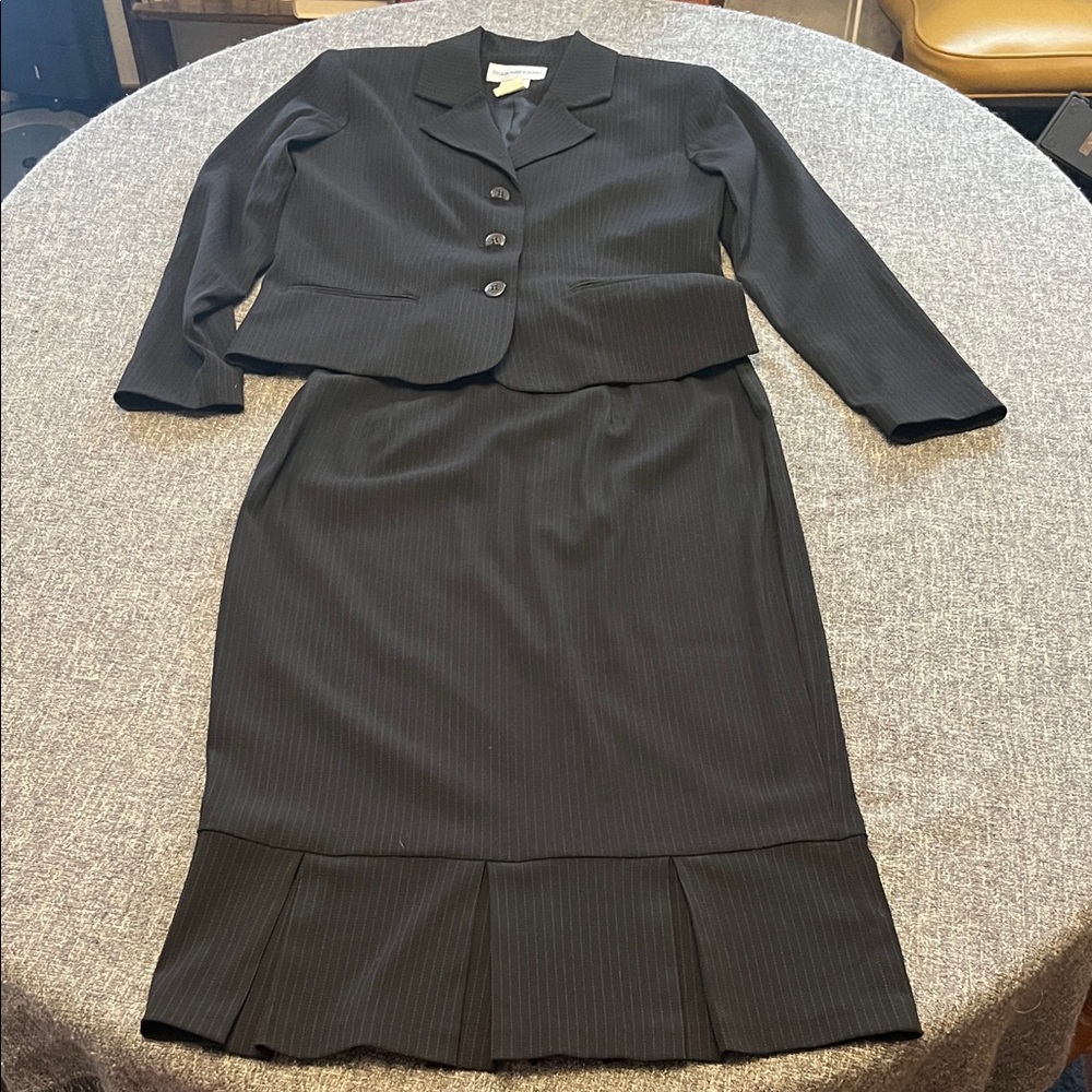 Sharon Young Black with white pin stripe Skirt Set